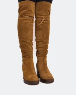 Over-the-knee|Platform-L'INTERVALLE Veneto Cognac Suede