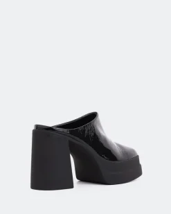 Platforms|Mules-L'INTERVALLE Verdi Black Naplack