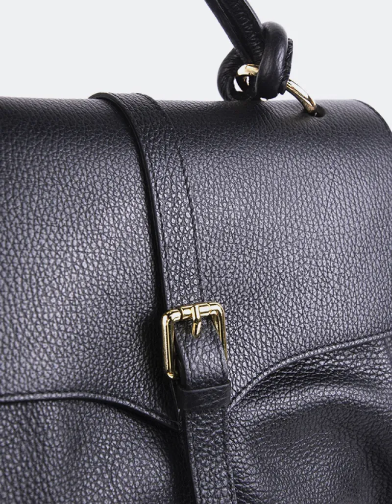 Top Handle-L'INTERVALLE Verone Black Leather