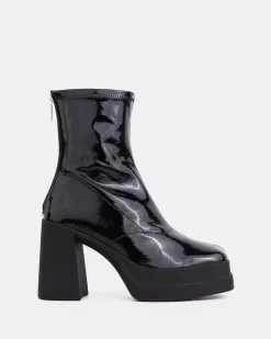 Platform|Ankle Boots-L'INTERVALLE Voltera Black Naplack Stretch