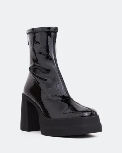 Platform|Ankle Boots-L'INTERVALLE Voltera Black Naplack Stretch