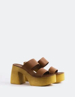 Wood Sandals|Platform-L'INTERVALLE Vyronas Tan Leather