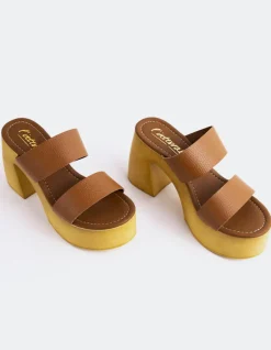 Wood Sandals|Platform-L'INTERVALLE Vyronas Tan Leather