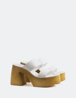 Wood Sandals|Platform-L'INTERVALLE Vyronas White Leather