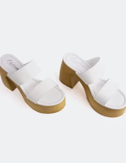 Wood Sandals|Platform-L'INTERVALLE Vyronas White Leather