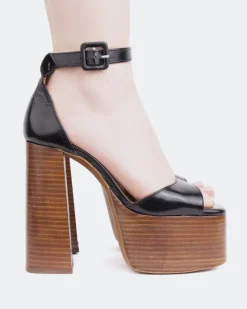 Platform-L'INTERVALLE Walton Black Brown Leathear/Cuir Noir Brun