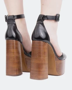Platform-L'INTERVALLE Walton Black Brown Leathear/Cuir Noir Brun