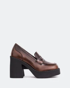 Platforms|Loafers-L'INTERVALLE Weezer Chestnut Leather