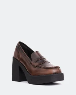 Platforms|Loafers-L'INTERVALLE Weezer Chestnut Leather