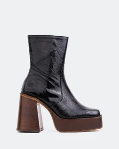 Platform|Ankle Boots-L'INTERVALLE Wicked Black Shiny Leather