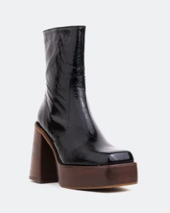 Platform|Ankle Boots-L'INTERVALLE Wicked Black Shiny Leather