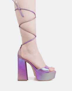 Platform|Strappy-L'INTERVALLE Xenon, Rainbow Leather/Cuir Arc en ciel