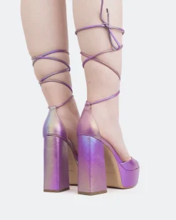 Platform|Strappy-L'INTERVALLE Xenon, Rainbow Leather/Cuir Arc en ciel