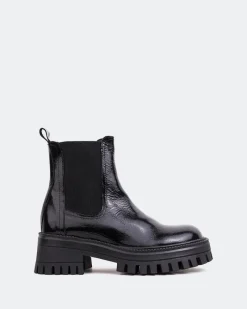 Chelsea|Ankle Boots-L'INTERVALLE Xia Black Shiny Leather