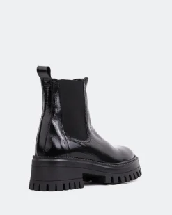 Chelsea|Ankle Boots-L'INTERVALLE Xia Black Shiny Leather