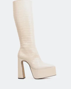 Platform|Tall Boots-L'INTERVALLE Yaroslav Pink Croco