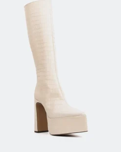 Platform|Tall Boots-L'INTERVALLE Yaroslav Pink Croco