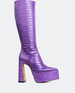Platform|Tall Boots-L'INTERVALLE Yaroslav Purple Croco