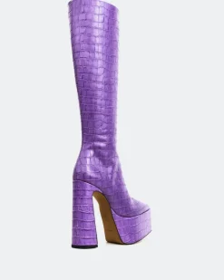 Platform|Tall Boots-L'INTERVALLE Yaroslav Purple Croco