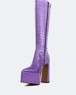 Platform|Tall Boots-L'INTERVALLE Yaroslav Purple Croco