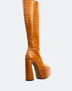 Platform|Tall Boots-L'INTERVALLE Yaroslav Rust Croco