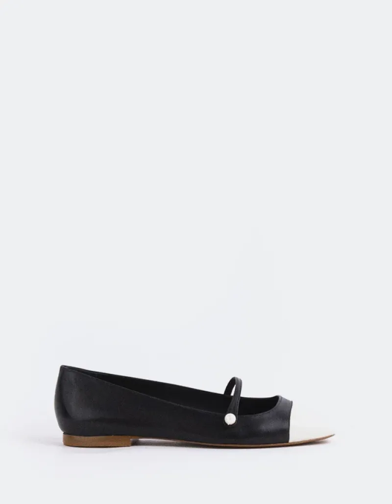Ballerinas-L'INTERVALLE Yarrow Off Wht.Black Leather