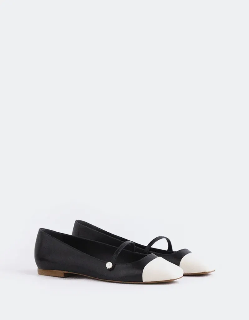 Ballerinas-L'INTERVALLE Yarrow Off Wht.Black Leather