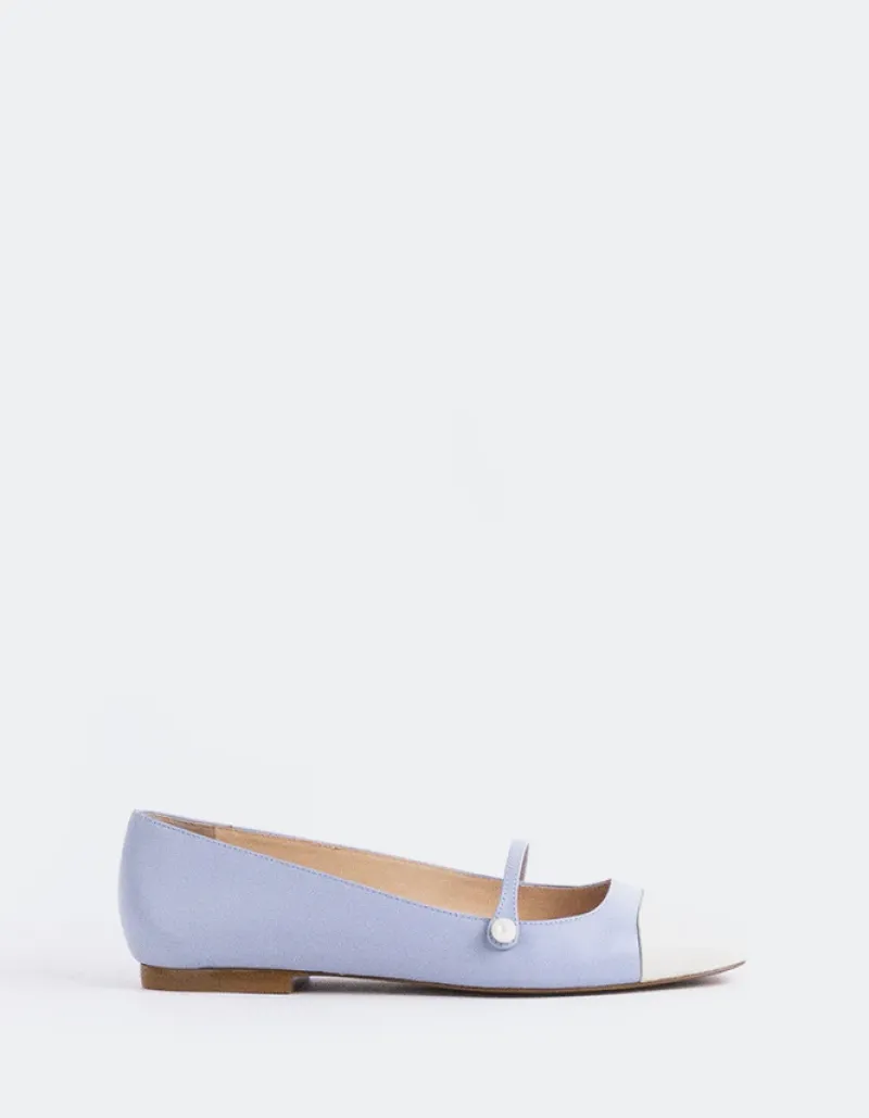 Ballerinas-L'INTERVALLE Yarrow Off Wht.Blue Leather