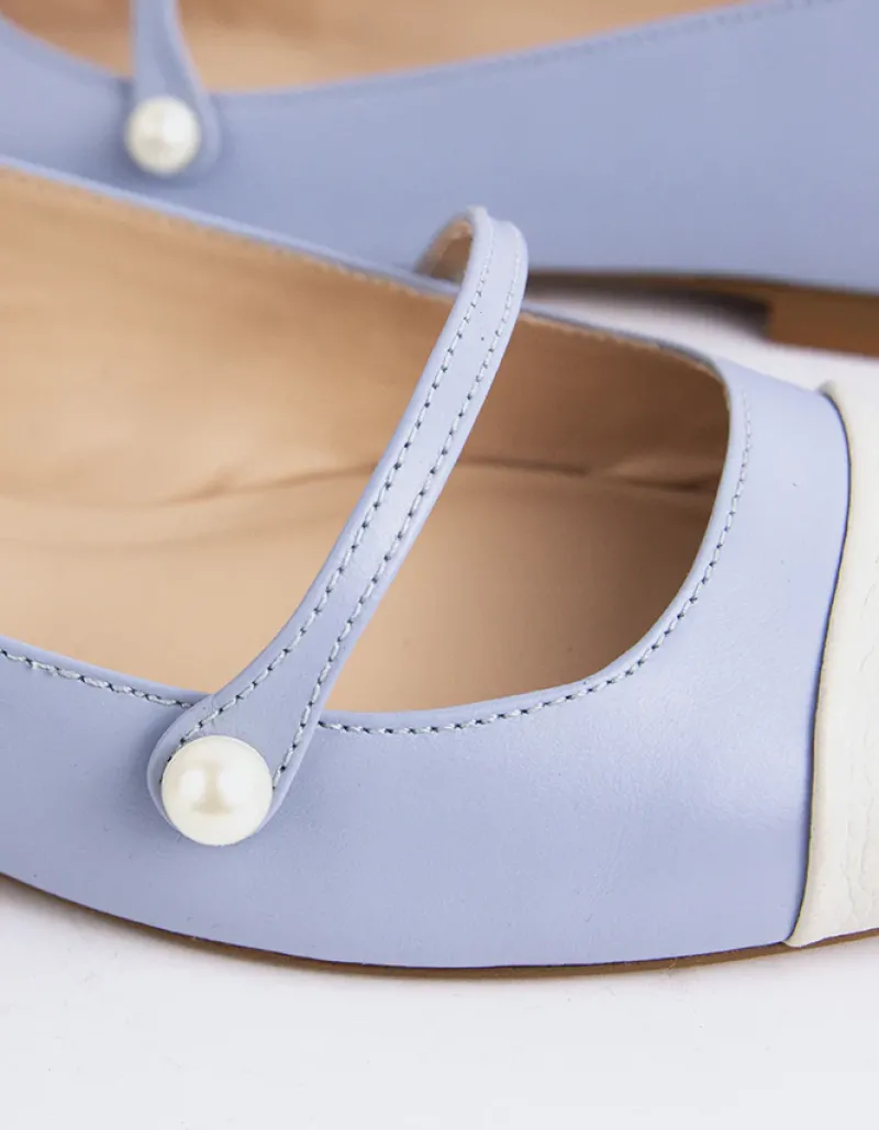 Ballerinas-L'INTERVALLE Yarrow Off Wht.Blue Leather