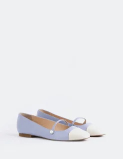 Ballerinas-L'INTERVALLE Yarrow Off Wht.Blue Leather