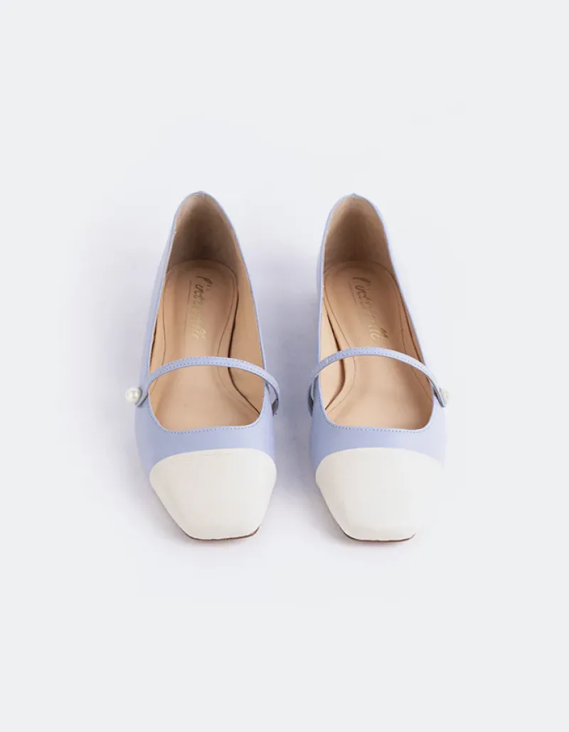 Ballerinas-L'INTERVALLE Yarrow Off Wht.Blue Leather