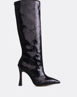 Tall Boots-L'INTERVALLE Zuri Black Sequins