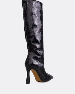Tall Boots-L'INTERVALLE Zuri Black Sequins