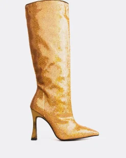 Tall Boots-L'INTERVALLE Zuri Gold Sequins