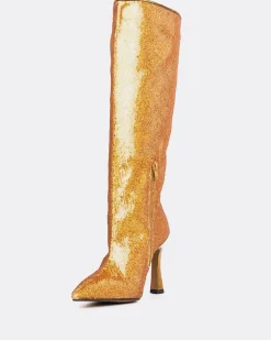 Tall Boots-L'INTERVALLE Zuri Gold Sequins